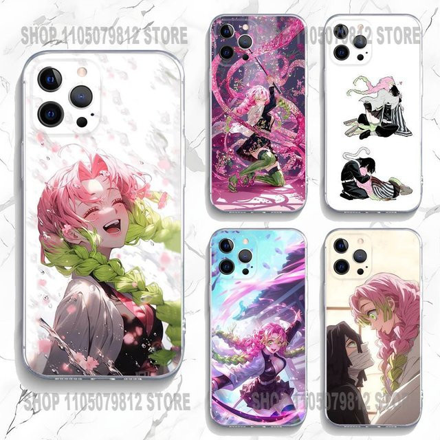 D-Demon S-Slayer Mitsuri Obanai Handyhülle für iPhone 11 bis 17 Pro Max und weitere Modelle, Transparentes Softcover - Bild 1