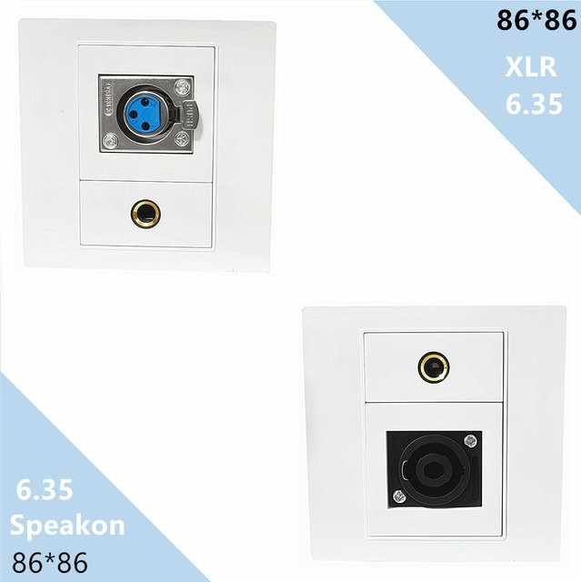 BSN Wandsteckdose für Heim-TV und AV mit XLR und Speakon Buchsen, Frontplatte Weiß, B/H: 86 x 86 mm - Bild 1