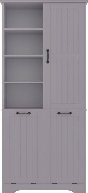 NK Space Badezimmerschrank Grau mit doppeltem Wäschekorb und verstellbaren Regalen, H x B x T: 172,7 x 78 x 35 cm - Bild 1