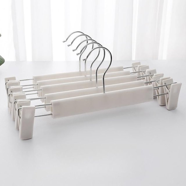 Jiajushuo Hosenbügel mit Clips und 360 Grad drehbarem Haken, platzsparende Kleiderbügel für Hosen und Röcke, 20er Pack, Beige - Bild 1