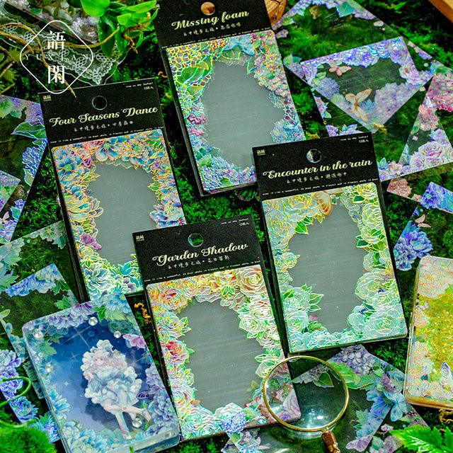 12 Stück Goldfolie Pflanzen-Blumen-Hohlmotiv Collage-Aufkleber im Retro Wald-Stil für dein DIY Journal und Deko-Zubehör in Gold und Multicolour - Bild 1