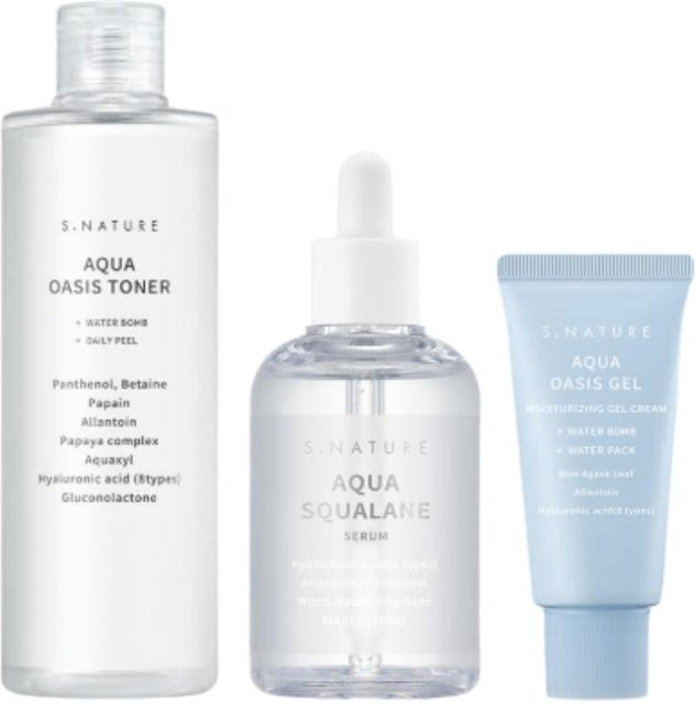 S-NATURE Aqua Oasis Set, Toner, Serum, Gel Cream, 3-teilig, Squalane - Bild 1