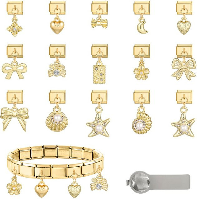 Yolorist Charm-Links, Edelstahl, Gold, Damen - Bild 1