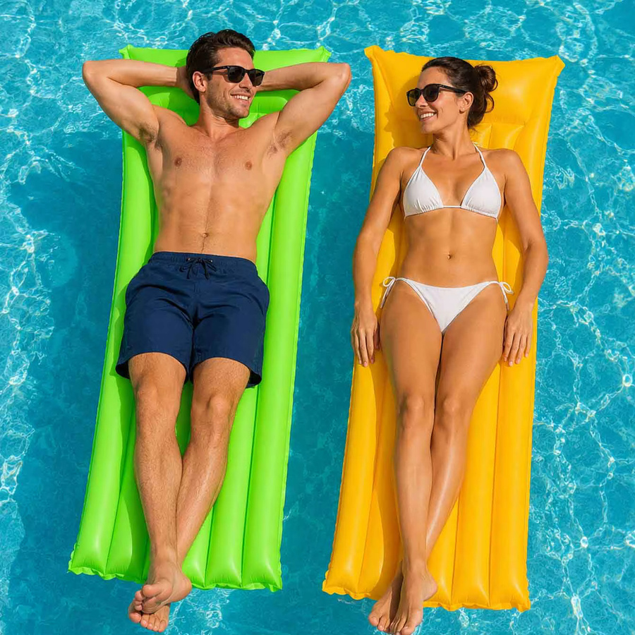 Aufblasbare Schwimmende Pool-Liege mit Kopfstützenkissen in Blau - Bild 2
