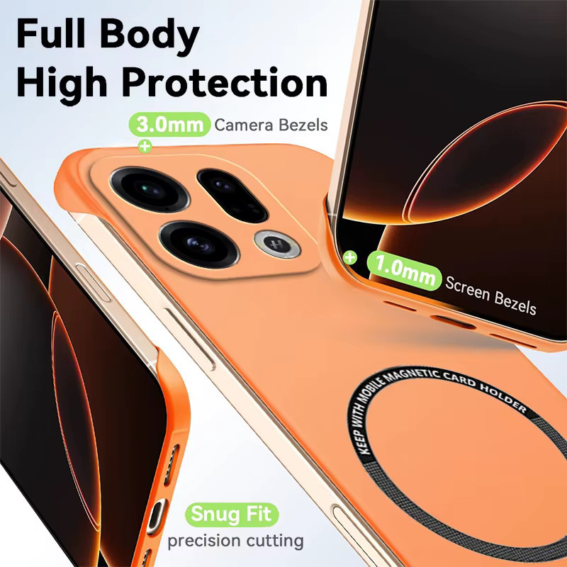 Schlanke und stoßfeste magnetische Handyhülle für OPPO Find X9 Pro in Blau oder Orange mit mattem Finish und kratzfestem PC-Schutz - Bild 2