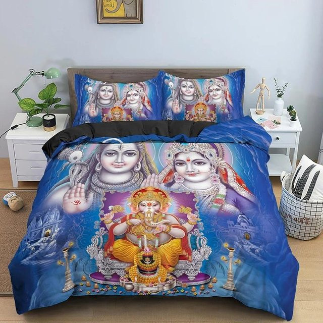 Bettwäscheset Lord Shiva Buddha mit Kissenbezug von Binchi Outdoor Product, Blau, B/H: 135 x 200 cm - Bild 1