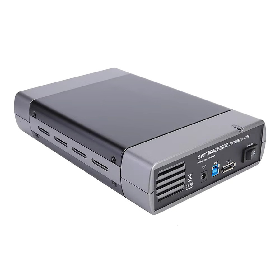 YiFanHeRong Externes optisches Laufwerksgehäuse für 5,25 Zoll Laufwerke, 3,5 Zoll SATA zu USB 2.0 Gehäuse, Schwarz - Bild 4