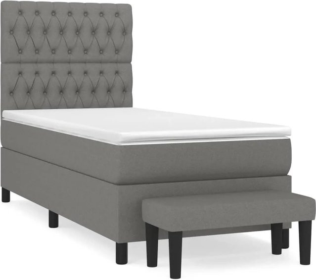 vidaXL Boxspringbett mit Matratze Dunkelgrau B/T/H: 90 x 200 x 128 cm - Bild 1