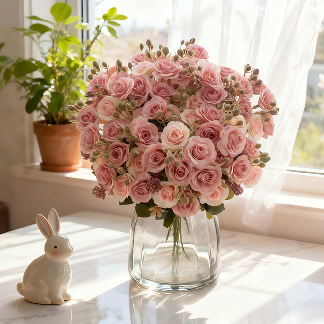 Simulierte Rose smr in Pink und Braun für DIY-Vasen, Hochzeiten und Dekoration - Bild 1