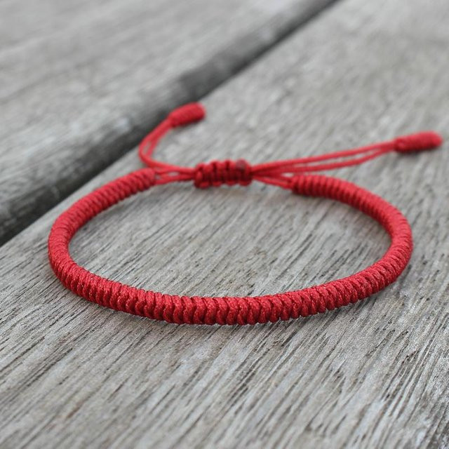 Armband, King Kong Knoten, roter Faden, dunkelrot, Unisex - Bild 1