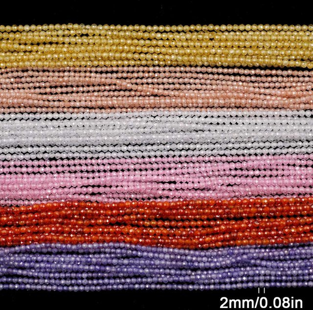 wlyees Perlen, Naturstein, Zirkon, facettiert, rund, 2mm, Damen - Bild 1