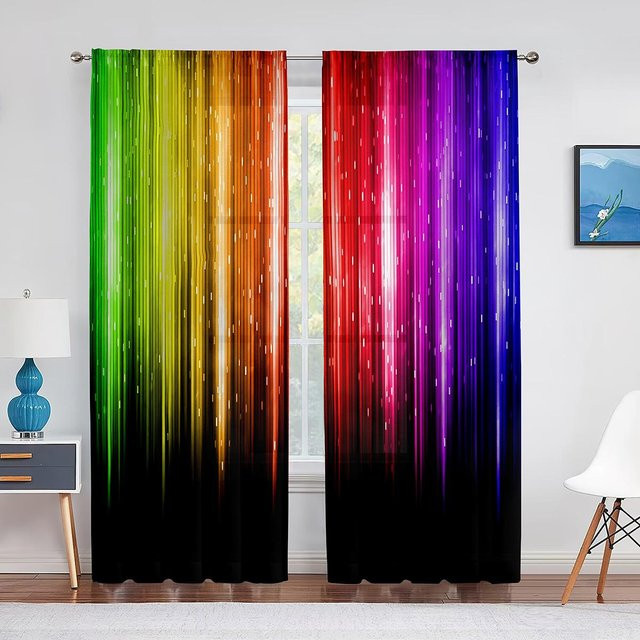 Super Six Regenbogen Chiffon-Vorhang Multicolor transparent mit Ösen Breite: 500 cm, Höhe: 250 cm - Bild 1