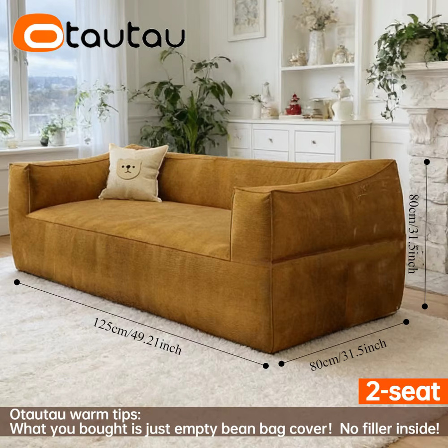 OTAUTAU Sitzsackbezug aus weichem Cord für 1–2 Personen, Sessel-Hocker SF446, Grün, ohne Füllung - Bild 2