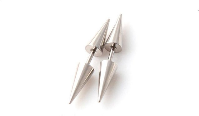 FashionFlair Spike Stecker, Edelstahl, Weiß, Unisex - Bild 1