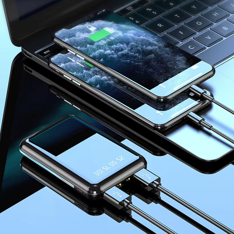 VIVO Mini-Powerbank 50000mAh Tragbares Ladegerät in Schwarz mit Spiegelbildschirm und LED-Digital-Anzeige für iPhone Xiaomi Samsung - Bild 5