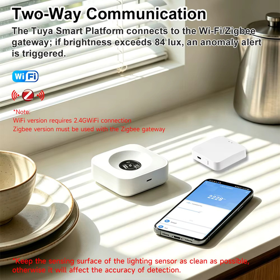 Tuya Zigbee Lichtsensor Luxmeter in Weiß zur Überwachung der Beleuchtungsstärke, kompatibel mit Zigbee2MQTT und Home Assistant für dein Smart Home - Bild 4