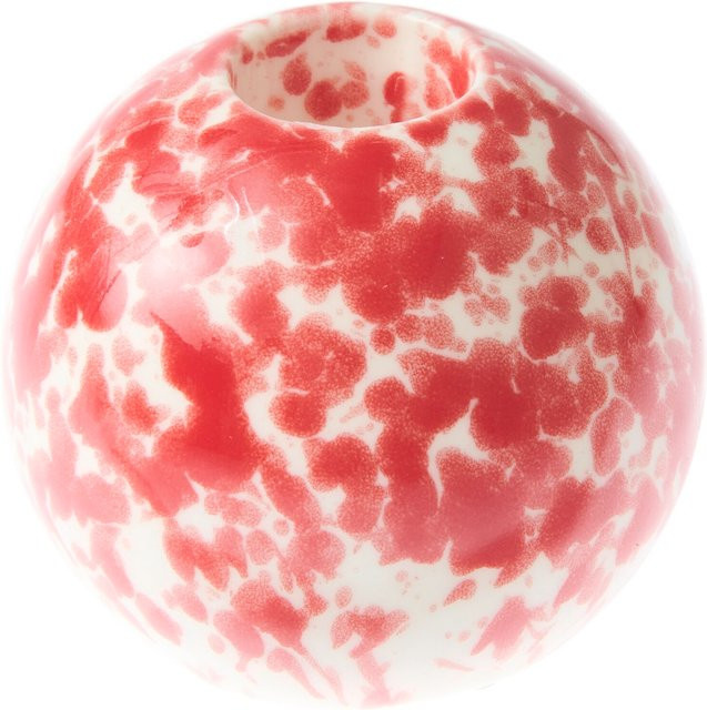 Rico Design Porzellan Kerzenhalter Kugel marmoriert in Rot und Weiß für 21 mm Kerzen - Bild 1