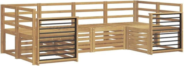 vidaXL Outdoor-Sofagarnitur 6-teilig aus Akazie Massivholz in Weiß, L-Form mit Latten-Design, B/T/H: 245 x 128,5 x 73 cm - Bild 1