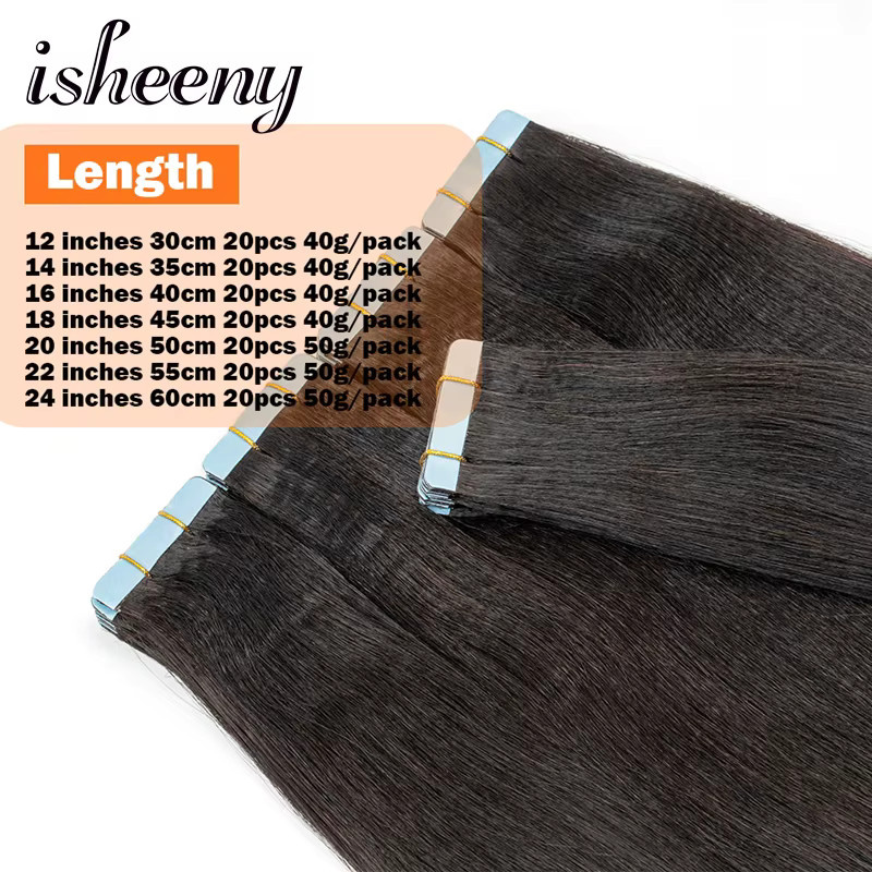 isheeny Tape-In Haarverlängerungen Yaki Straight, Natur Schwarz, Damen - Bild 3