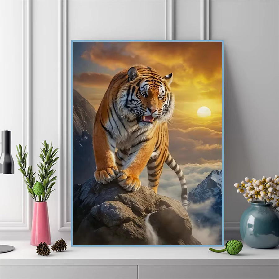 Momoart Diamant-Gemälde Tiger-Tiermuster für Erwachsene als DIY Diamant-Mosaik in Multicolour, Rund, Durchmesser: 30 cm - Bild 3