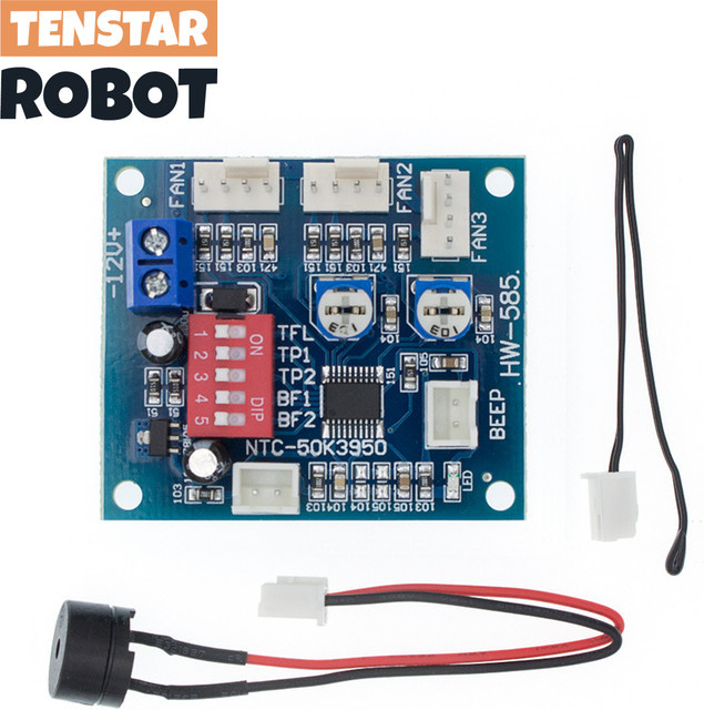 Buzzle PWM PC CPU Lüfter Temperaturregler mit Temperaturfühler, DC 12V 5A, Blau - Bild 1