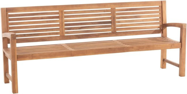 DELUKE Gartenbank DAGAD aus Teakholz mit Lehne und Armlehnen, braun, B/T/H: 220 x 59 x 92 cm - Bild 1