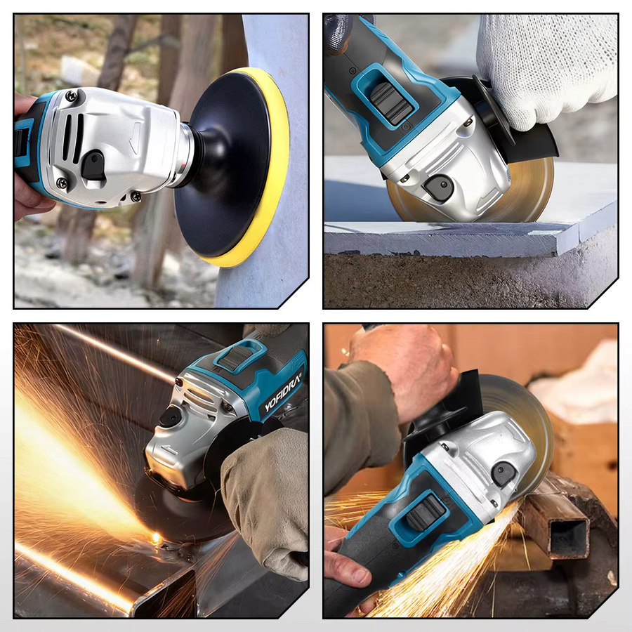 YOFIDRA Bürstenloser Elektrischer Winkelschleifer 3000W 125mm Blau Kompatibel mit Makita LXT Akku zum Schleifen und Schneiden - Bild 5