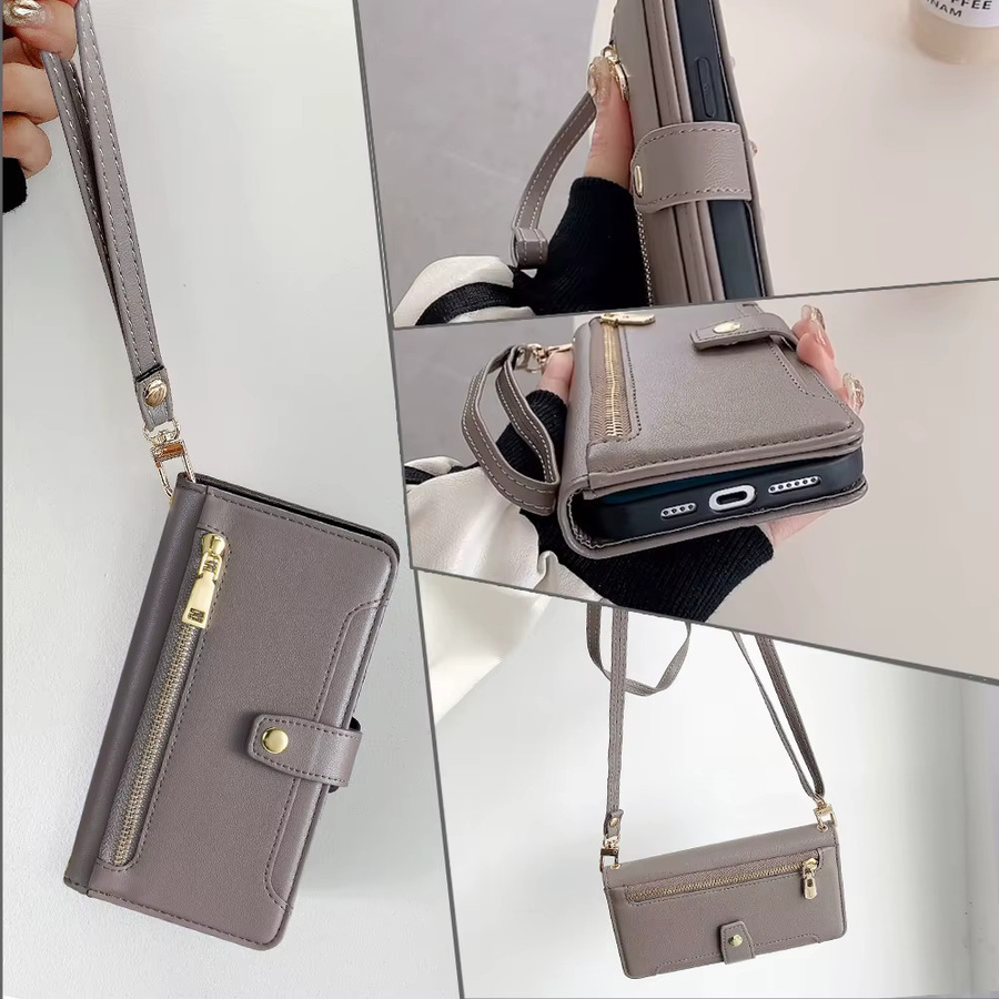 Reißverschluss Brieftasche Crossbody Flip Case für Honor Magic 6 Pro Lite, Honor 90 GT, Honor X6a, X7b, X8b, X9b mit langem und kurzem Riemen in Blau - Bild 2