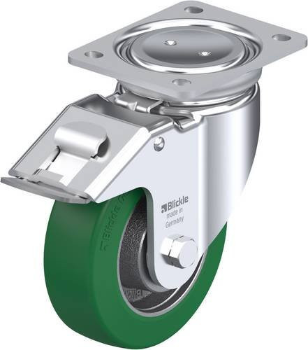Blickle Lenkrolle LU-GST 150K-FI mit Feststeller in Grün und Silber, Rad-Durchmesser: 150 mm, Tragfähigkeit: 570 kg - Bild 1