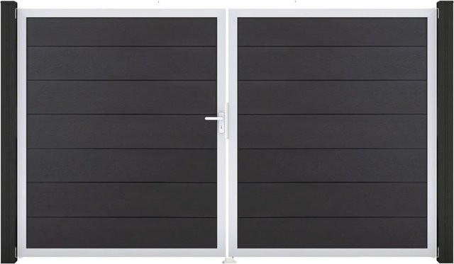 GroJa Steckzaun Tor Grande Doppel-Tor Rechts DIN Anthrazitgrau aus Aluminium und BPC - Bild 1