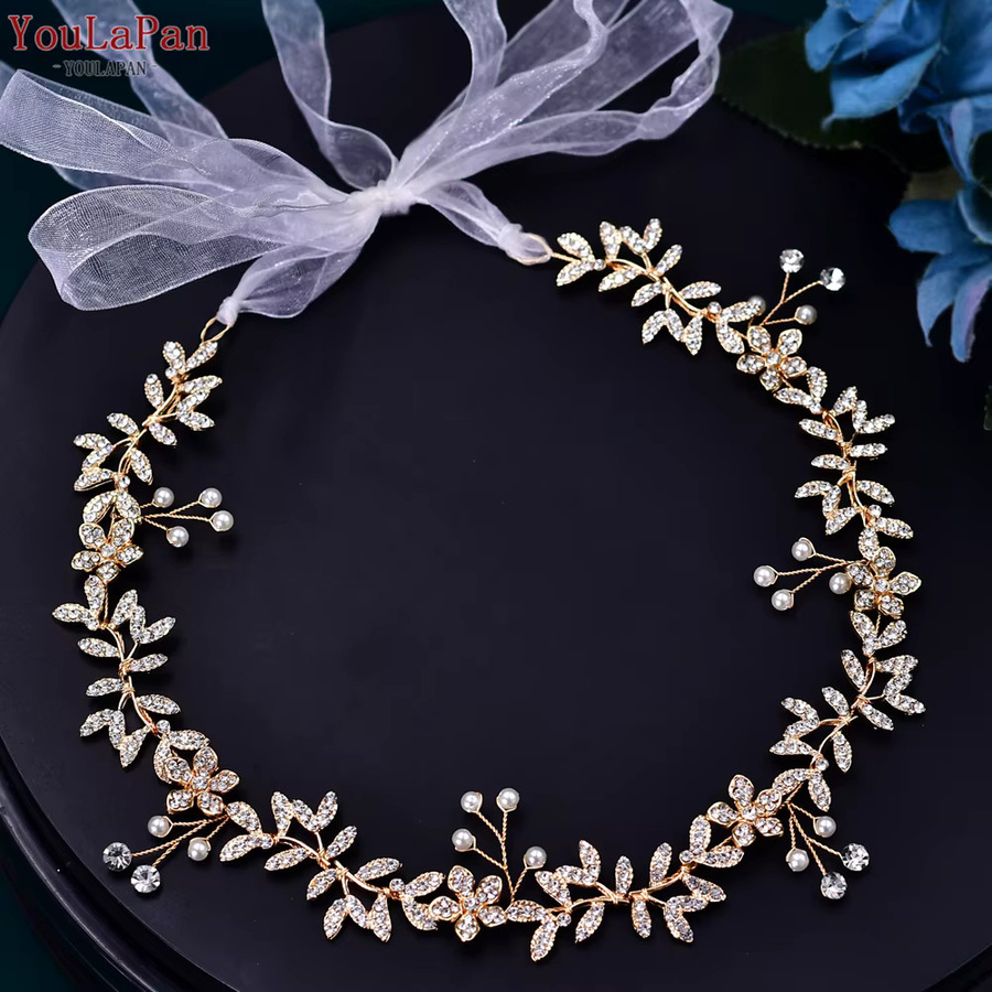 YouLaPan Stirnband, Gold, Perle, Damen - Bild 2
