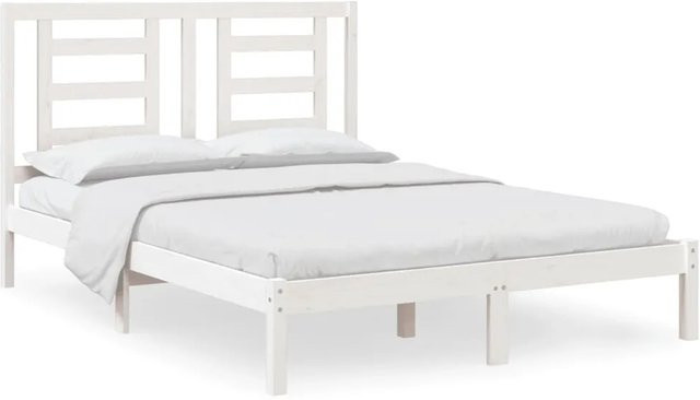 vidaXL Massivholzbett aus Kiefer in Weiß, Modernes Bettgestell für Erwachsene, B/T/H: 140 x 200 x 145,5 cm - Bild 1