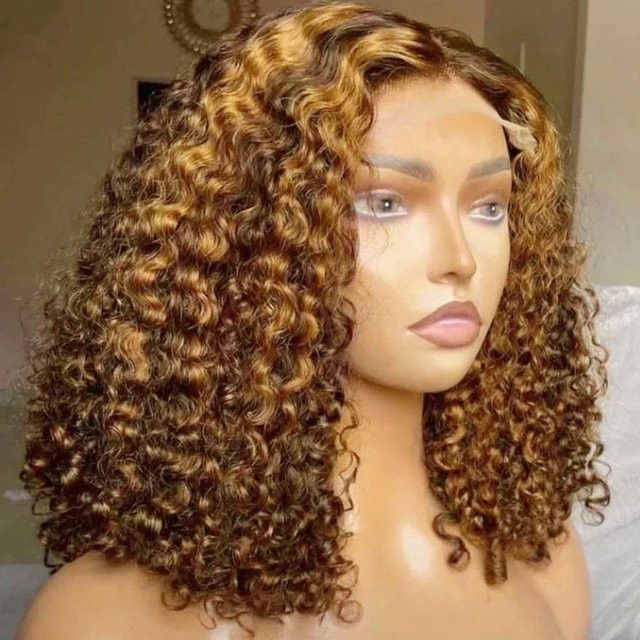 Luxexuan Bob-Perücke, Wasserwellen-Ombré, 100% Echthaar, Damen - Bild 1