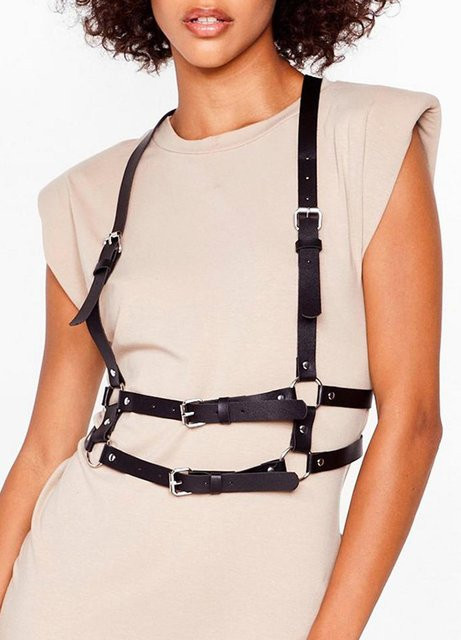 YIRAN Körpergeschirr Leder, Damen, black, 92cm - Bild 1