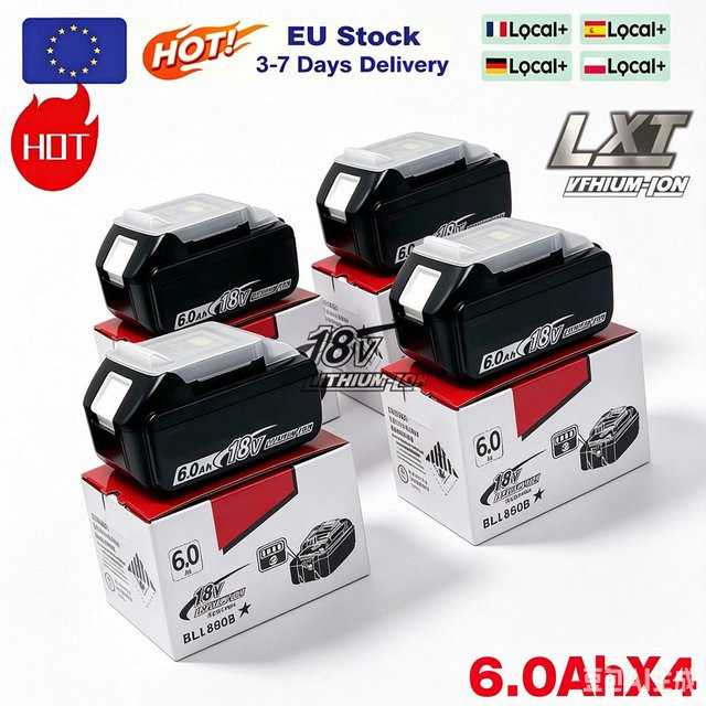 Makita 18V Lithium-Ionen Akku 6000mAh in Schwarz für DGA404 DTW700 DHR202 DJV182 DDF487 - Bild 1