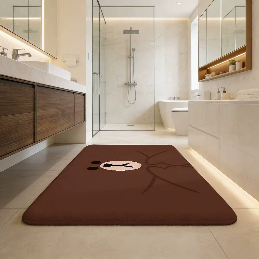 L-Lines Friends B-Brown Bear Bodenmatte, rechteckig, rutschfest, braun, B/T: 60 x 40 cm - Bild 3