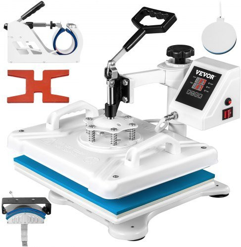 VEVOR 5 in 1 Heat Press Maschine 1250W White Swing Away Transferpresse für T-Shirts, Schuhe und Hüte mit 360 Grad Rotation, B/T: 30,5 x 38,1 cm - Bild 1