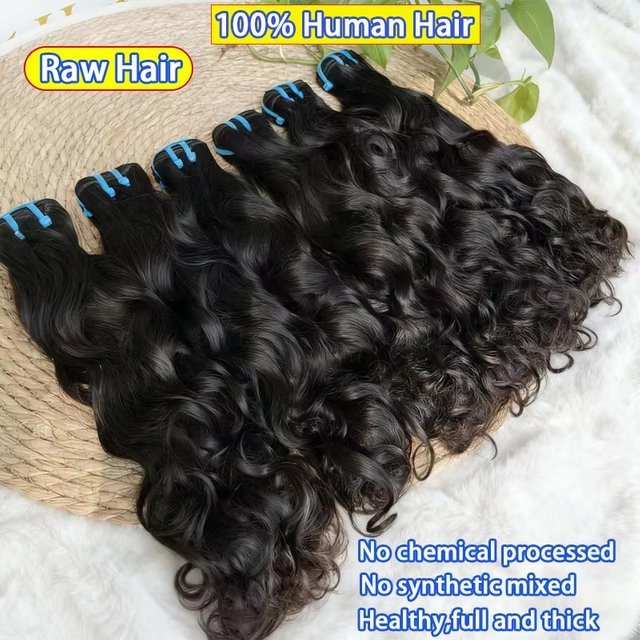 DEENTOSHAIR Echthaar-Bündel Extensions, Vietnamesisches Haar, 1B Natur Schwarz, Lockig/Wellig - Bild 1