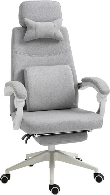 Vinsetto Ergonomischer Gamingstuhl und Bürostuhl in Grau mit Kopfstütze und Rollen, B/T/H: 62 x 68 x 117-127 cm, Aosom - Bild 1