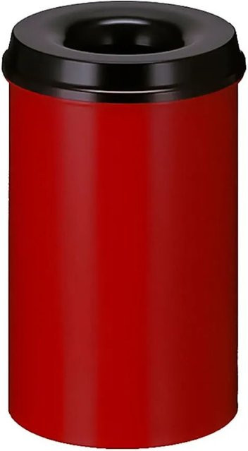 PROREGAL Selbstlöschender Papierkorb und Abfallsammler aus Metall, 20 Liter, Rot und Schwarz, H x Ø: 42,6 x 26 cm - Bild 1