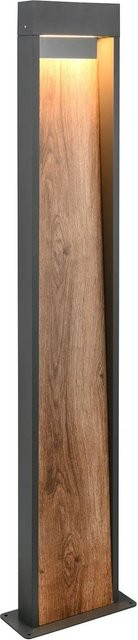 Trio LED-Pfosten Up-Down im 3er-Set in Anthrazit mit Holzoptik, B/T/H: 21,5 x 9,5 x 100 cm - Bild 1