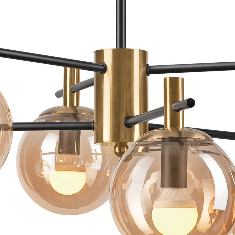 Lamkur Deckenleuchte Lilou in Gold mit transparentem Glas, E14, 6 Fassungen, B/H/T: 51 x 53 x 51 cm - Bild 2