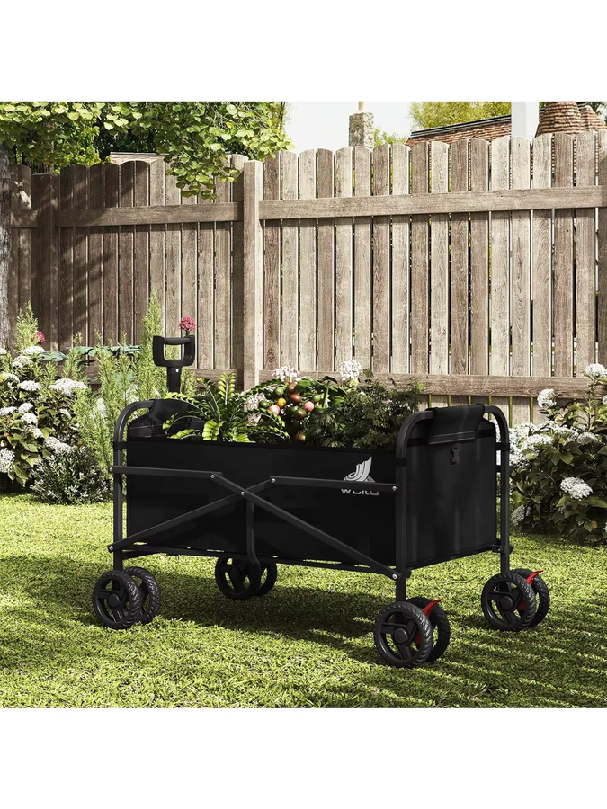 WOLTU Klappbarer Handwagen in Schwarz mit Bremsen und Doppelrädern für Garten, Camping und Outdoor - Bild 7