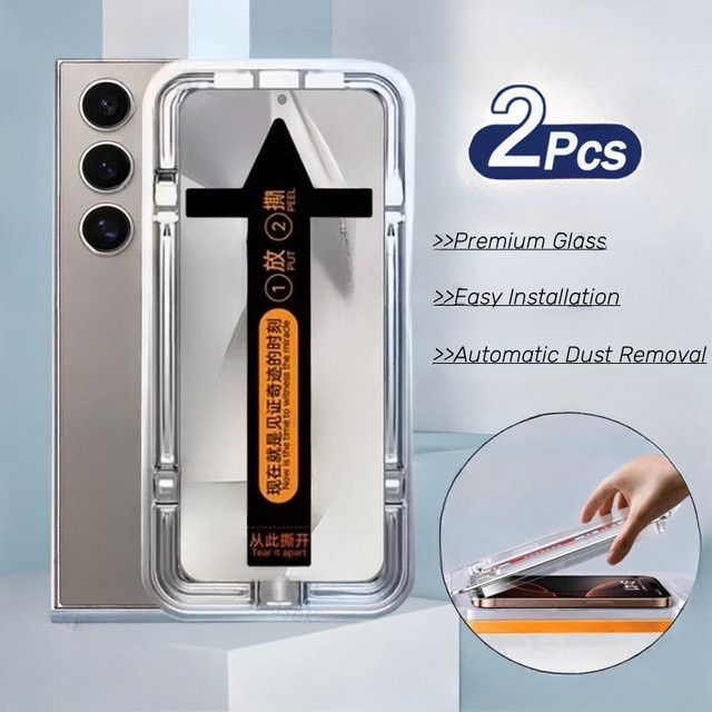 2 Stück Displayschutzfolien aus gehärtetem Glas für Samsung Galaxy S25 S24 S23 S22 Ultra S22 S21 S23 Plus, transparent, einfache Installation - Bild 1