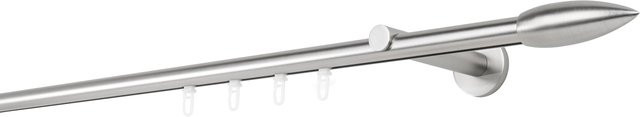 Ondeco Gardinenstange auf Maß mit Innenlauf 20mm und Wandträgern, Farbe: Edelstahl-Optik, Breite: 310 cm - Bild 1