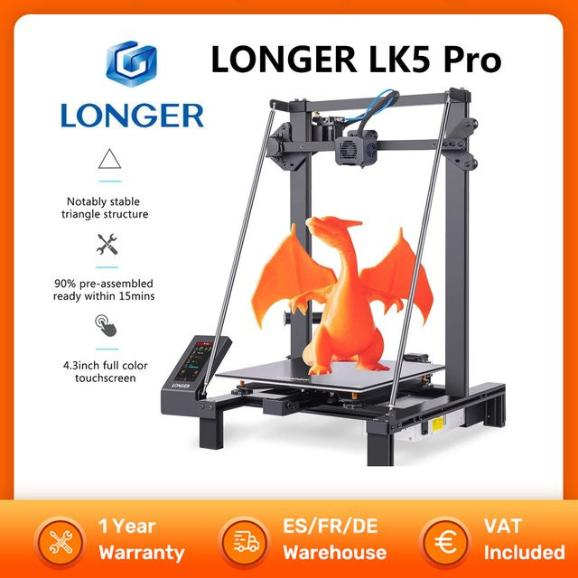 LONGER LK5 Pro FDM 3D-Drucker mit Dreiecksdesign, Doppelgebläse-Lüfter und 4,3-Zoll-Farb-Touchscreen, Druckbereich B: 30 cm, T: 30 cm, H: 40 cm, Schwarz - Bild 1