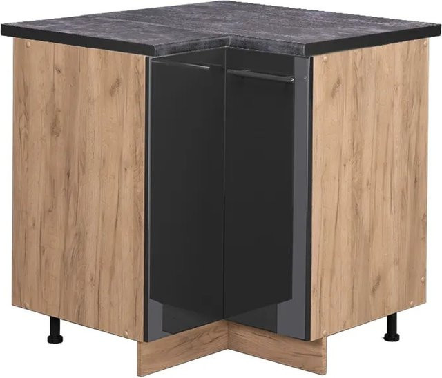 Vicco Eckunterschrank Fame-Line Anthrazit Hochglanz und Goldkraft Eiche Küchenunterschrank mit Soft-Close-Türen B/T/H: 80,5 x 60,0 x 82,0 cm - Bild 1