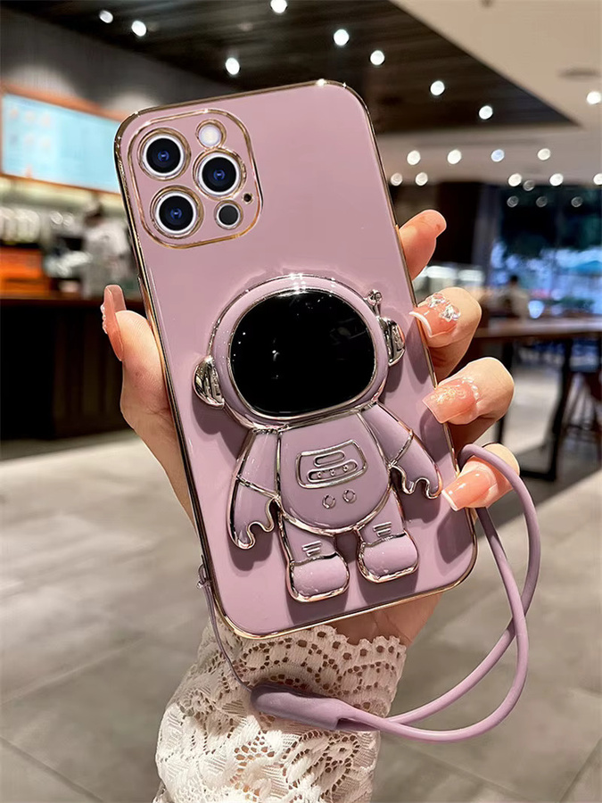 Stoßfeste Samsung Galaxy S26 Ultra S26Edge S26 Plus S26+ Handyhülle mit Cartoon Astronaut Design und Lanyard in Pink oder Purple - Bild 2