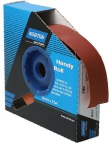 Norton Sparrolle R222 Schleifband für Bandschleifer, Körnung P400, Breite: 38 mm, Länge: 25 m, Farbe: Braun - Bild 1