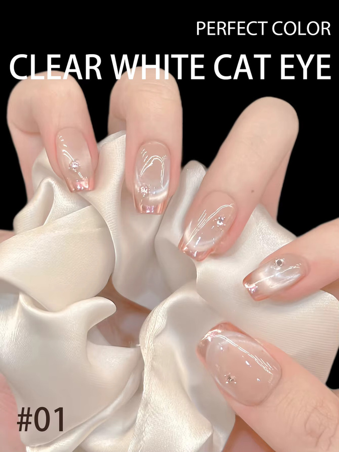 PERFEKTE FARBE Cat Eye Gel-Nagellack-Set, Clear White, Schimmernd - Bild 3